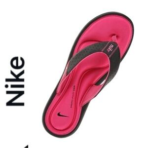 NIKE BLACK AND PINK WOMENS COMFORT MEMORY FOAM INSOLE THONG FLIP FLOPS